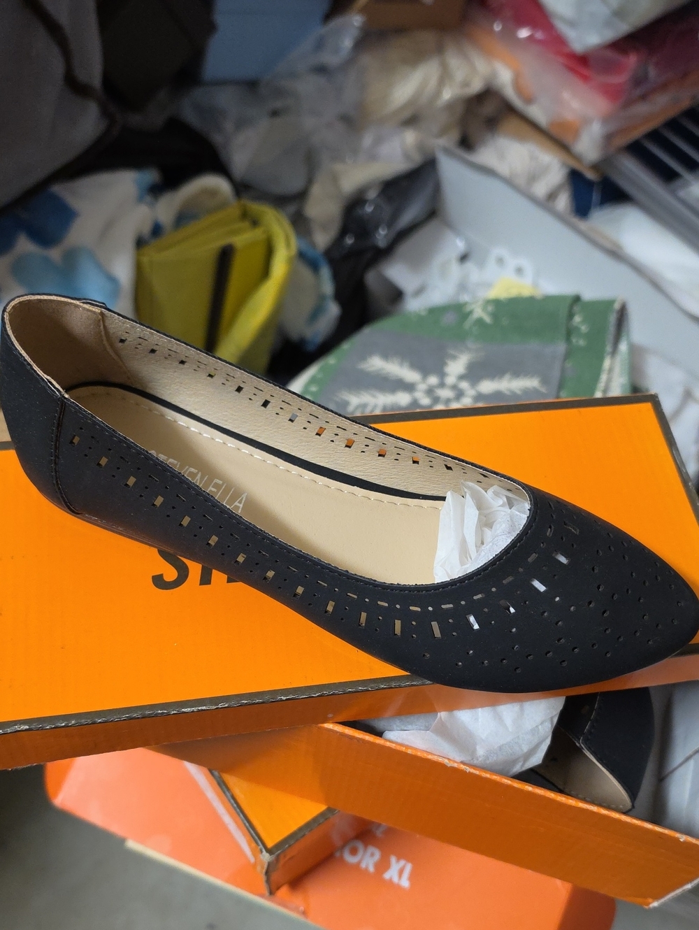 Nwt Black Perforated Ballet Flat